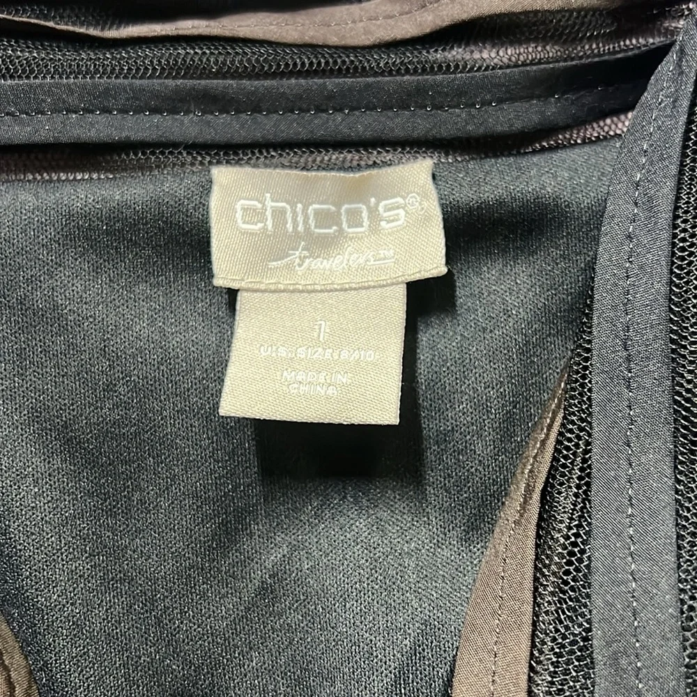 Chicos Travelers Neutral Swirl Strip Jacket - Picture 5 of 7